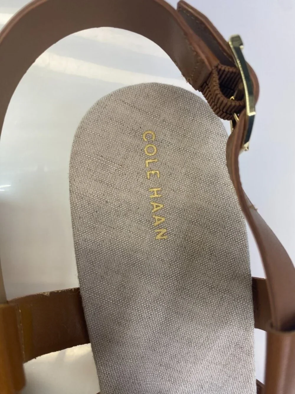 Cole Haan Women's Crystal Brown Espadrille Wedge Sandal 70mm Sz 11